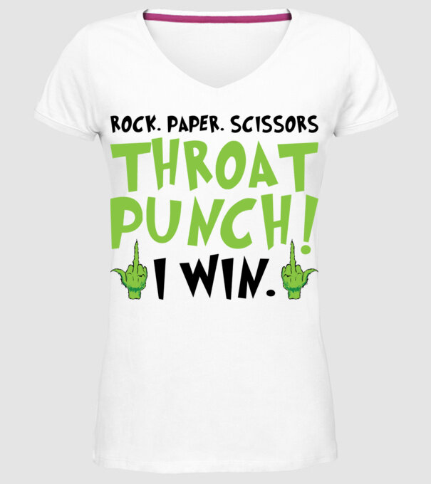 Rock paper scissors - Grinch model alb pe tricou
