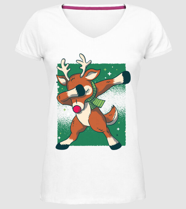 Rudolph DAB model alb pe tricou