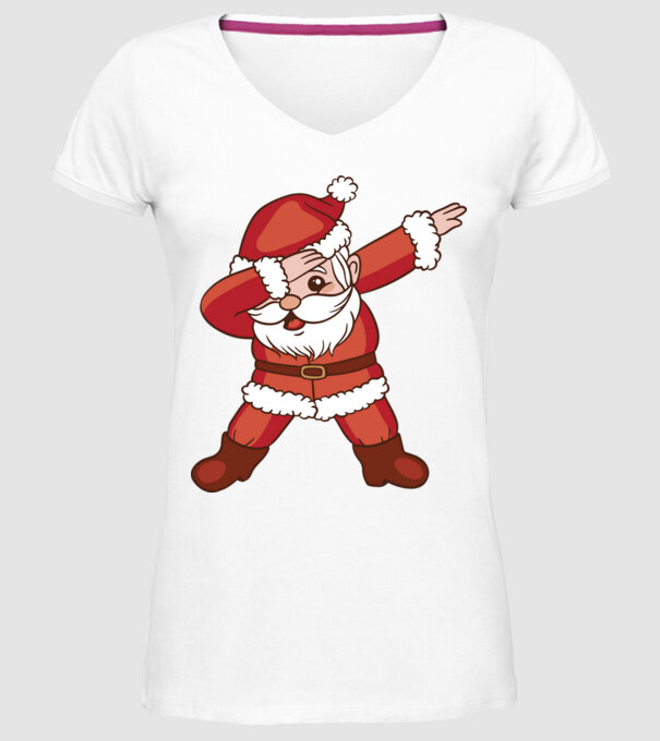 Santa Dab model alb pe tricou