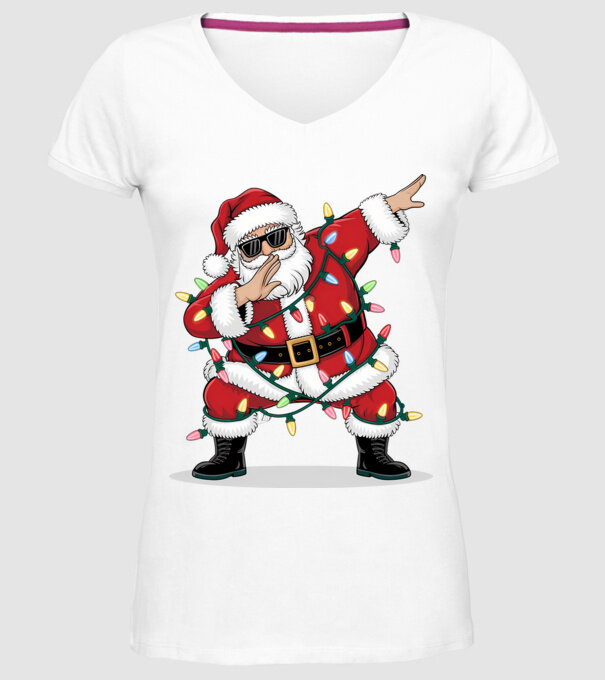 Santa Dab model alb pe tricou