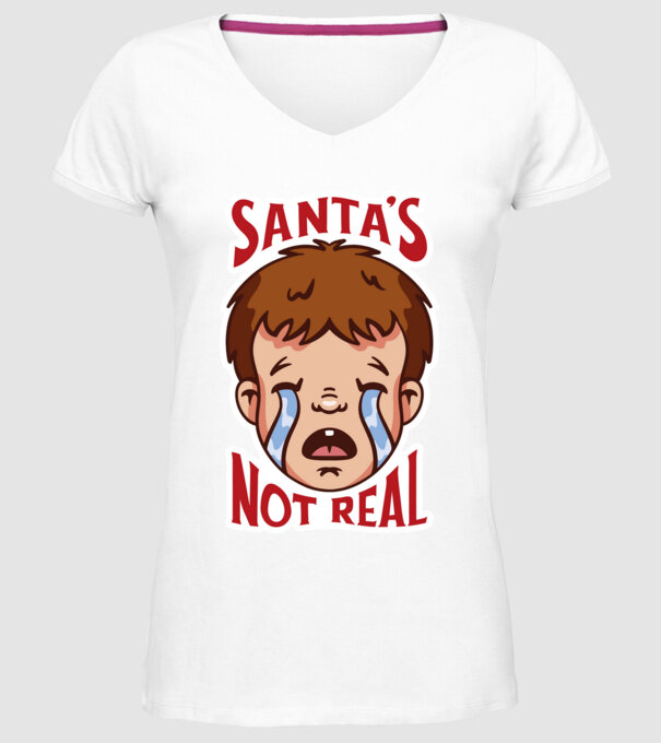 Santa's Not Real copil plângând model alb pe tricou