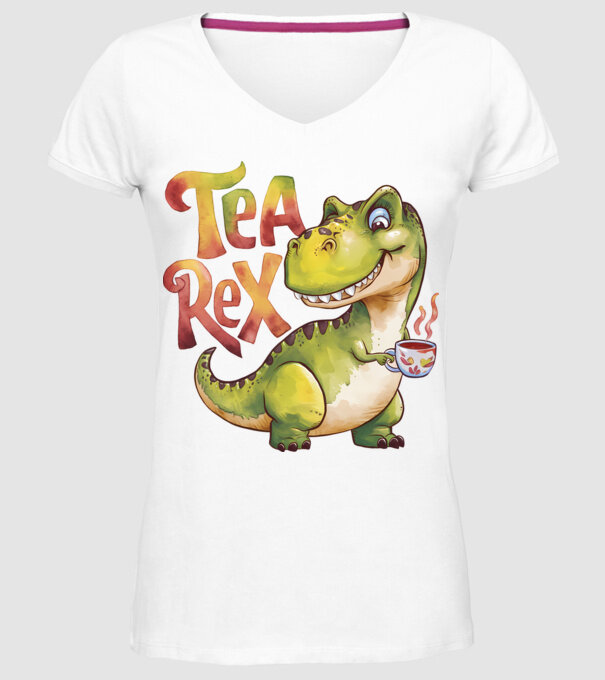 Tea Rex model alb pe tricou