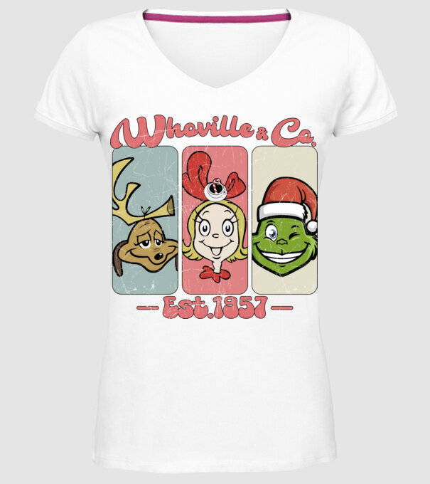 Whoville & Co - Grinch model alb pe tricou