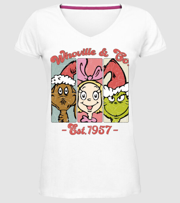 Whoville & Co. - Grinch model alb pe tricou