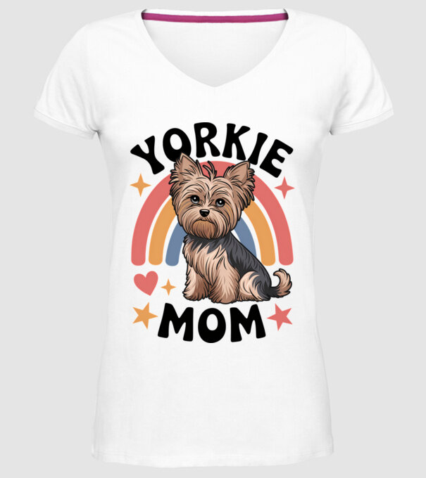 Yorkie Mom Alb model alb pe tricou