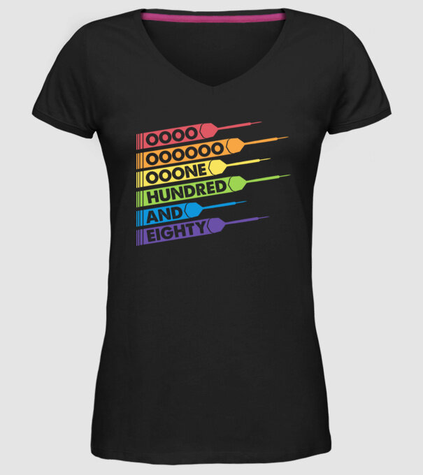 180 Darts Retro model negru pe tricou