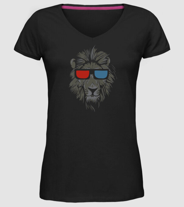Leu 3d model negru pe tricou