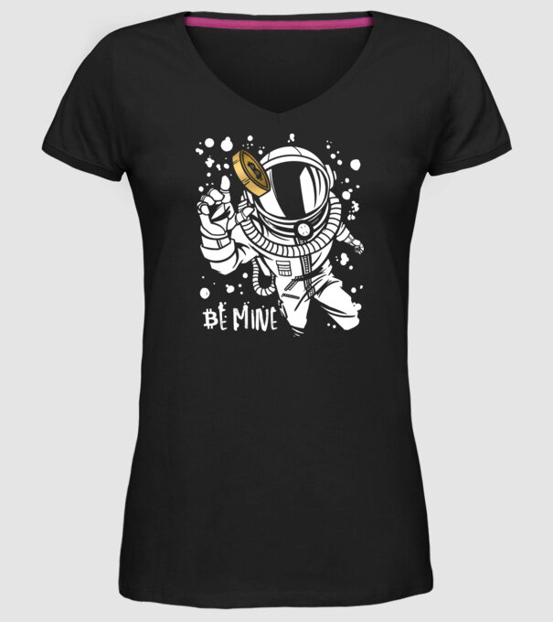 Bitcoin Astrounaut model negru pe tricou