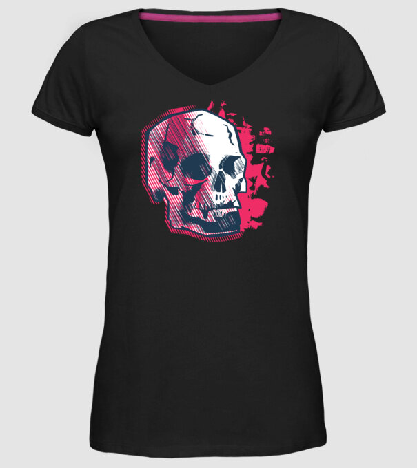 Craniu abstract model negru pe tricou