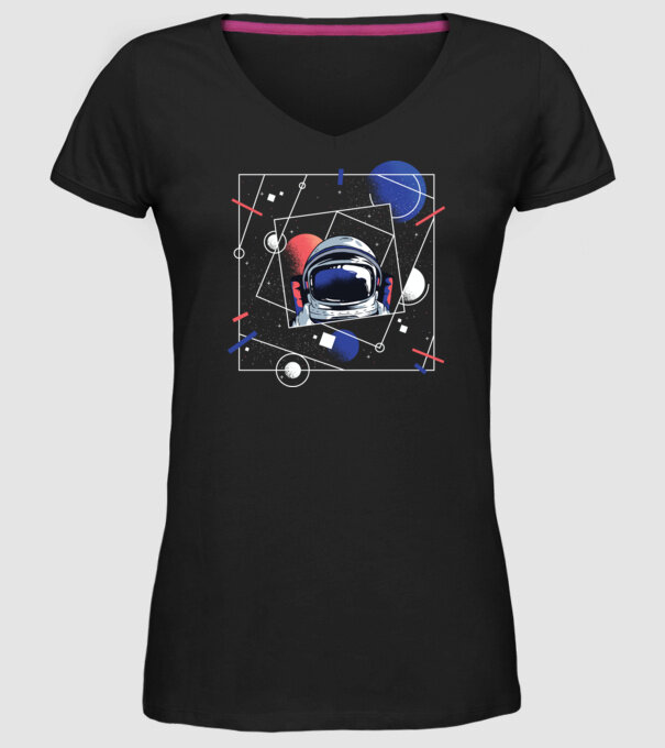 Astronaut univers abstract model negru pe tricou
