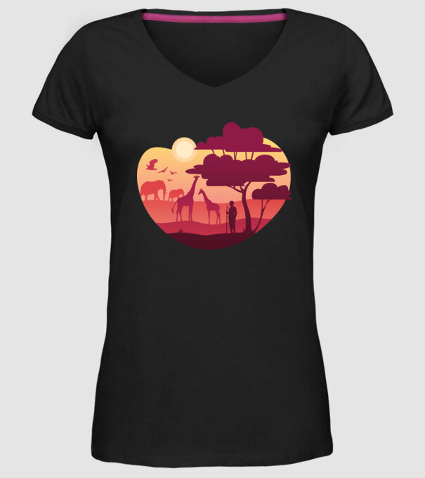 Peisaj african model negru pe tricou