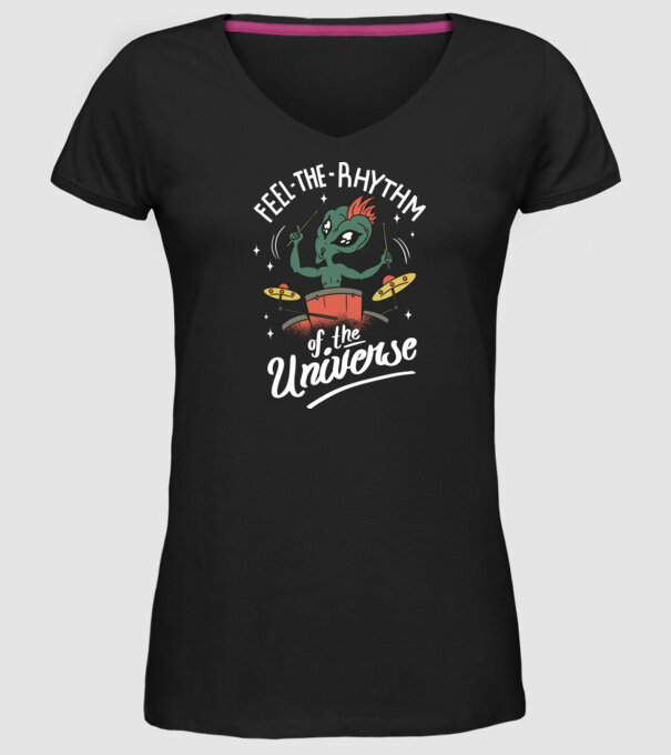Alien baterist model negru pe tricou