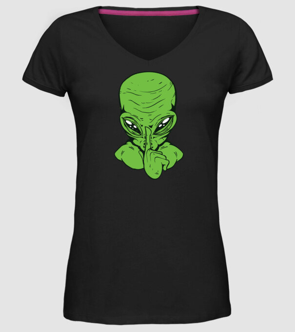 Alien Psst model negru pe tricou