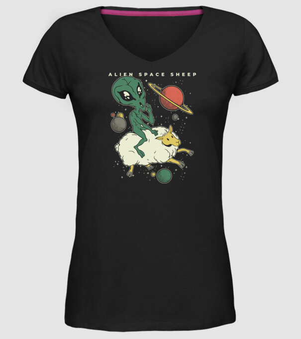 Alien În spațiu model negru pe tricou
