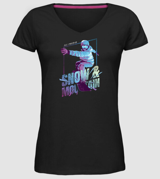 All I need is Snowboard model negru pe tricou