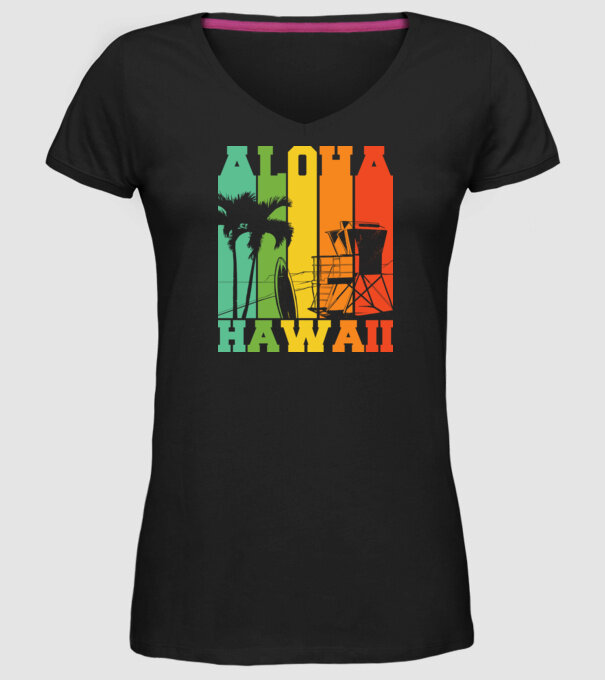 Aloha Hawaii model negru pe tricou