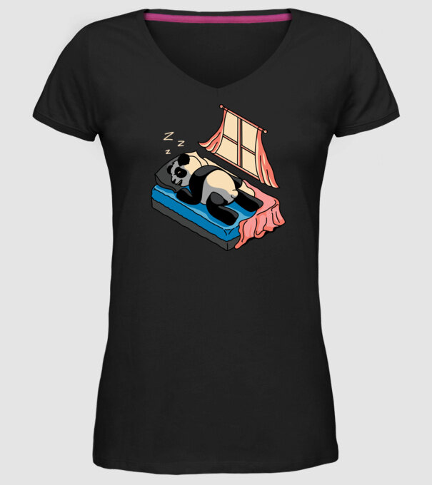 Panda dormind model negru pe tricou