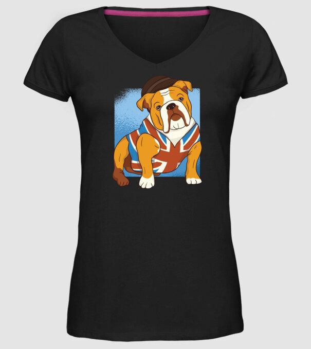 Bulldog englezesc model negru pe tricou