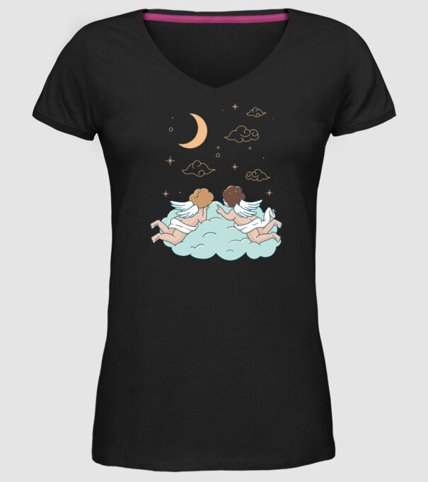 Îngeri model negru pe tricou