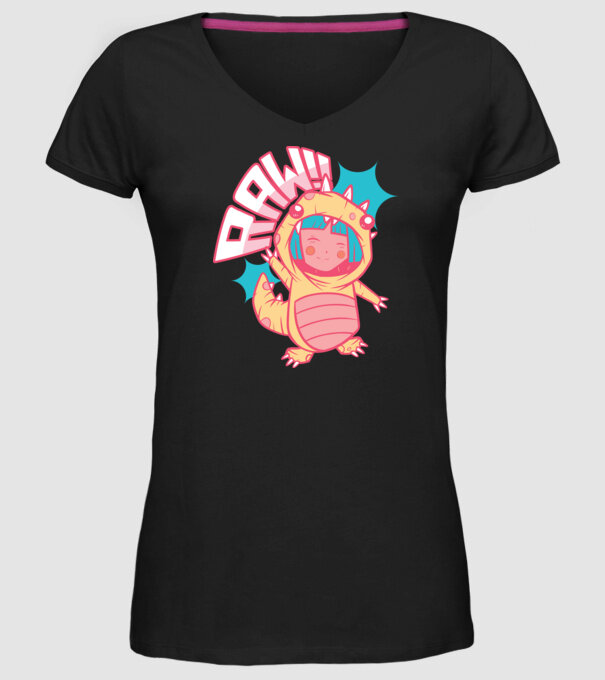 Anime dinozaur model negru pe tricou