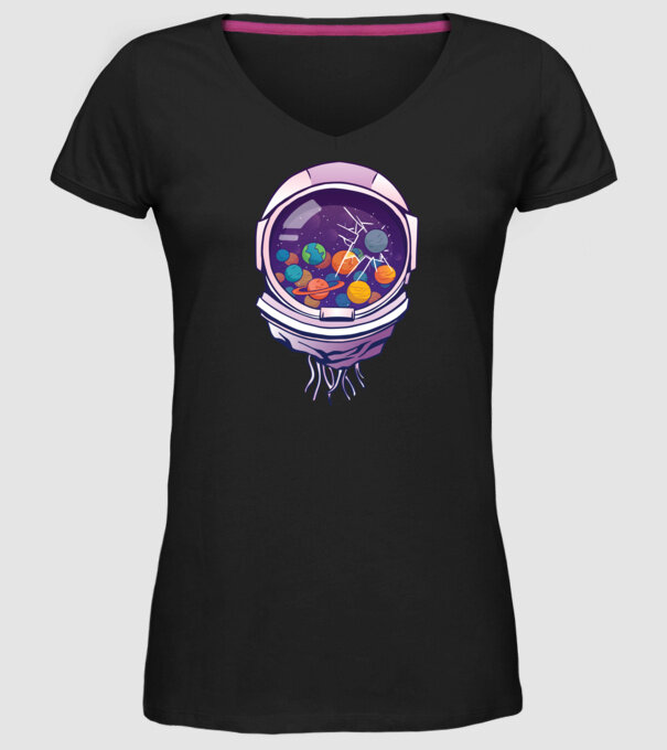 Cască de astronaut model negru pe tricou