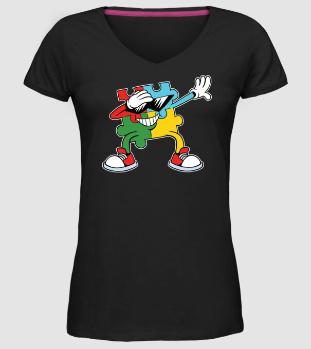 Autist DAB Puzzle model negru pe tricou
