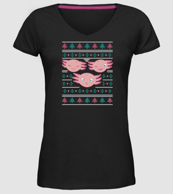 Pulover urât Axolotl model negru pe tricou