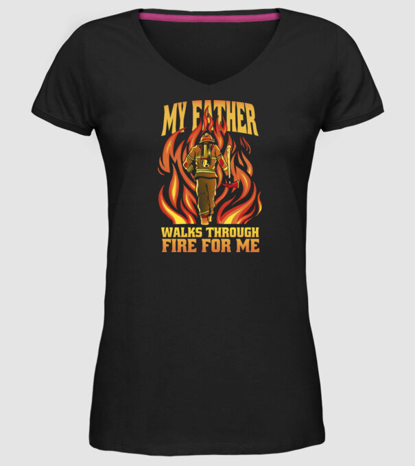 Tatăl meu trece prin foc pentru mine model negru pe tricou