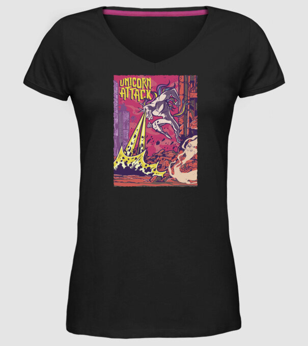 Atacul Unicornului model negru pe tricou