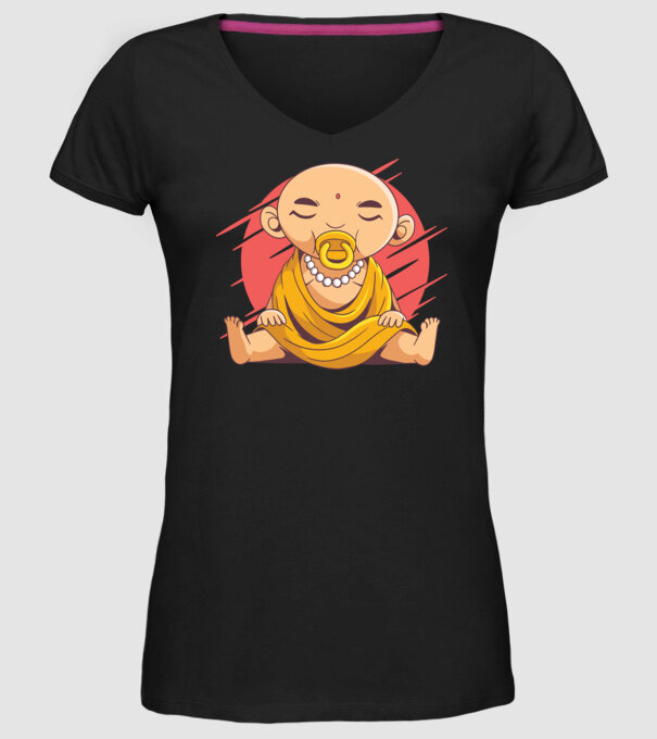 Baby Buddha cu suzetă tricou amuzant model negru pe tricou