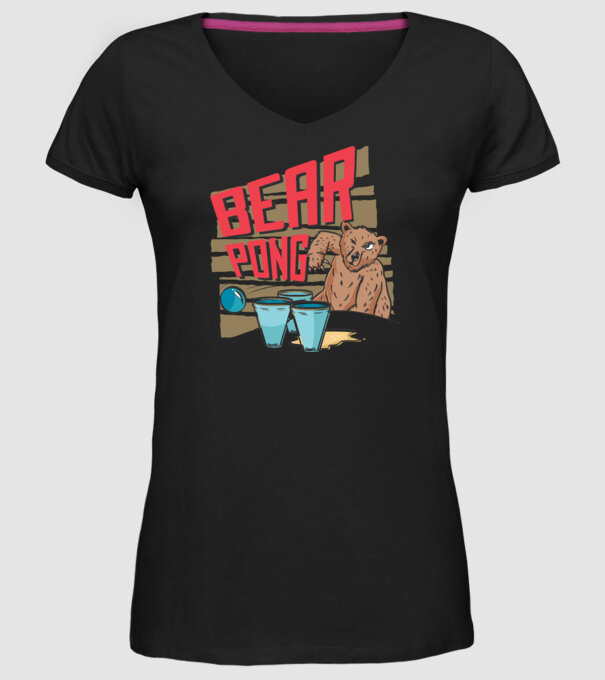 Bear Pong model negru pe tricou