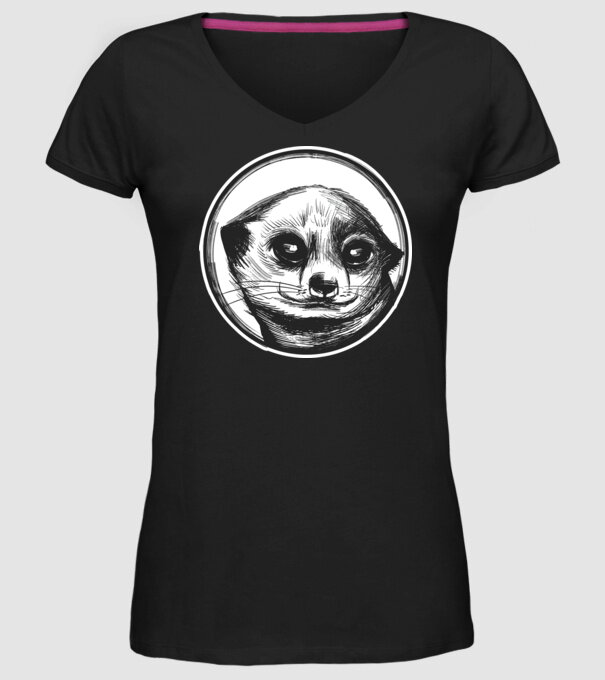 Pui de suricata model negru pe tricou