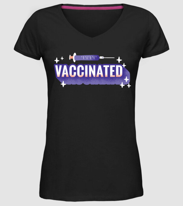 Vaccinat model negru pe tricou