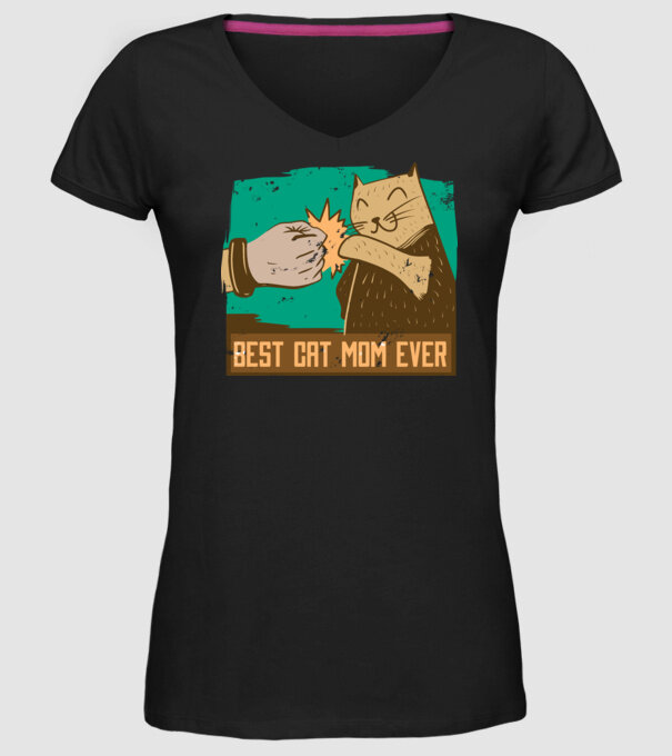 Best Cat Mom Ever - Cea mai bună mamă cu pisici model negru pe tricou