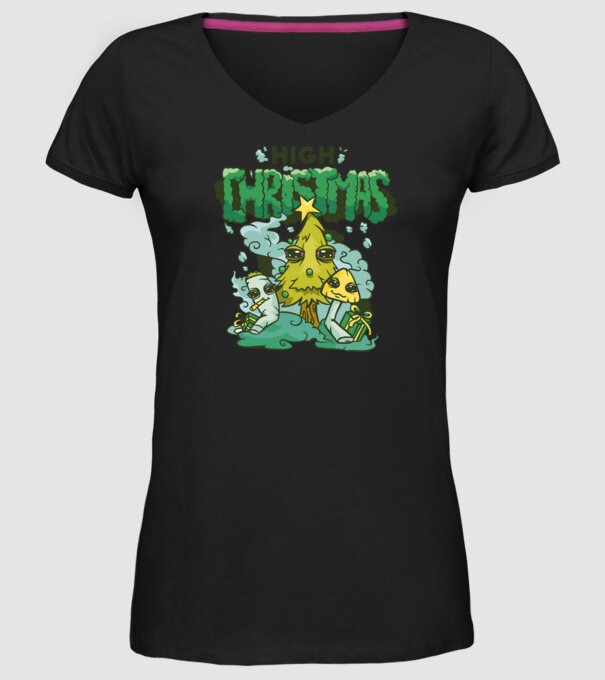 Crăciun drogat model negru pe tricou