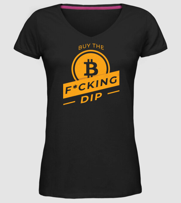 Bitcoin - Buy the fucking dip model negru pe tricou
