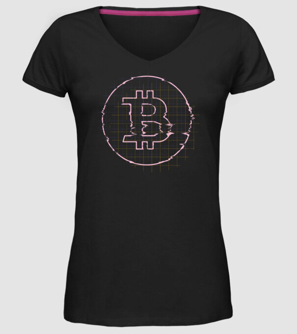 Bitcoin Glitch model negru pe tricou
