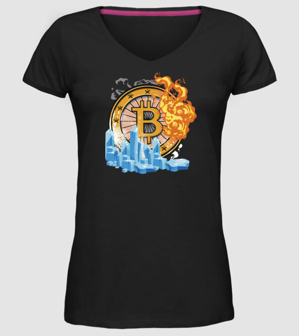 Logo Bitcoin model negru pe tricou