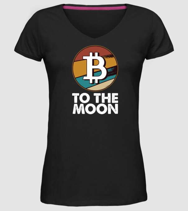 Bitcoin to the moon model negru pe tricou