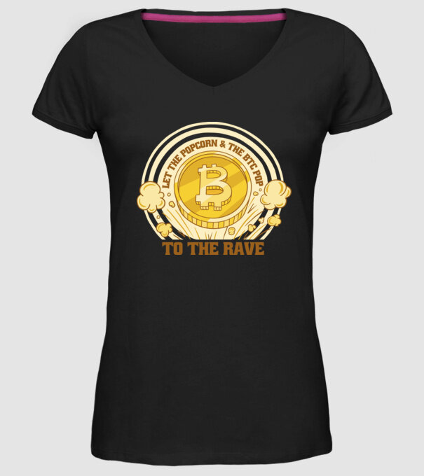 Bitcoin to the Rave model negru pe tricou