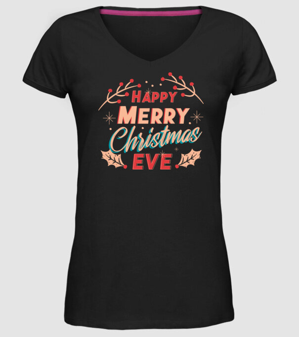 Crăciun Fericit model negru pe tricou