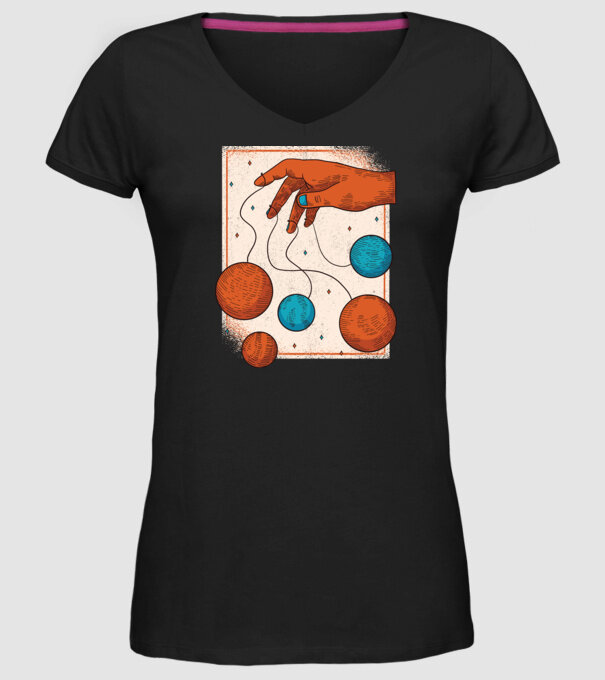 Planete model negru pe tricou