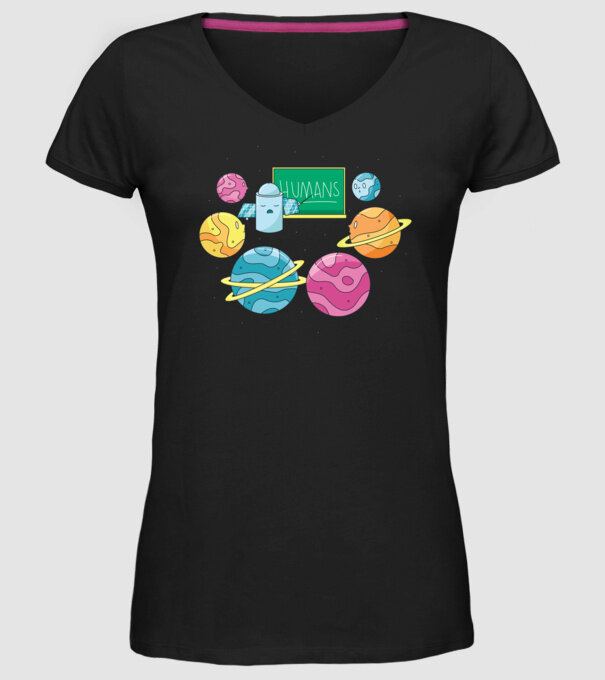 Învățarea planetelor model negru pe tricou