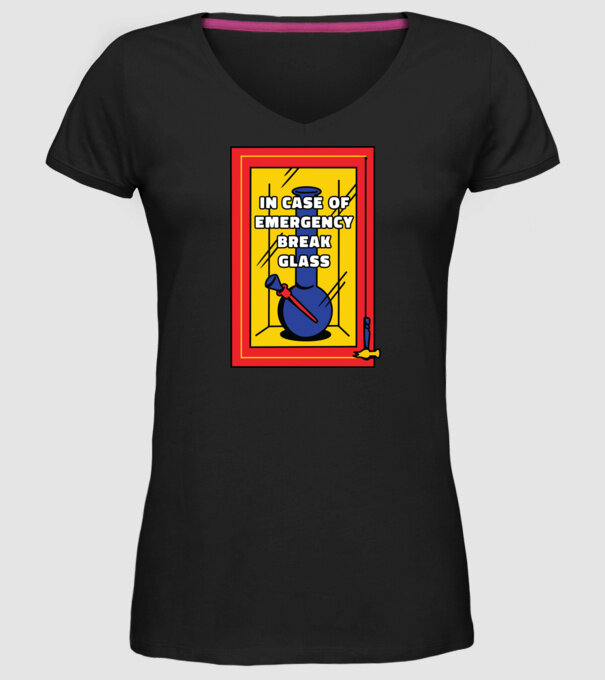 Bong pentru situații de urgență model negru pe tricou