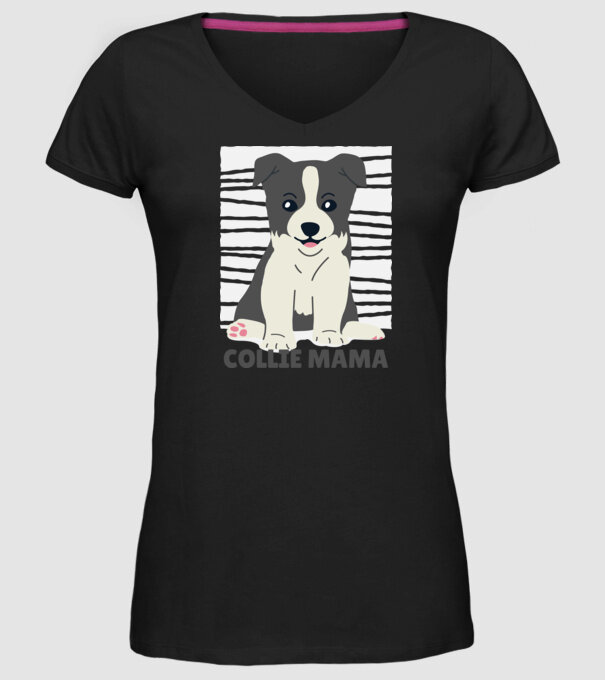 Border Collie Mamă model negru pe tricou
