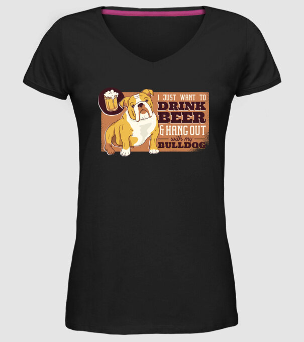 Bulldog și bere este tot ce am nevoie model negru pe tricou