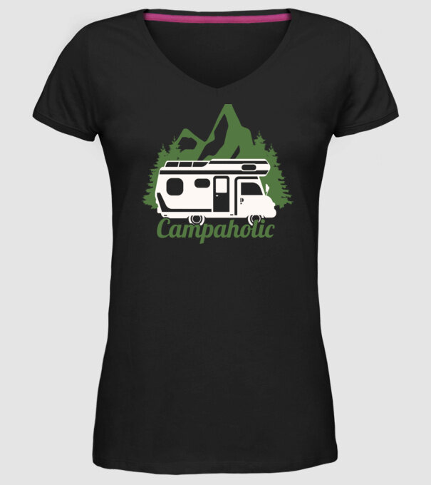 Campare Campaholic model negru pe tricou