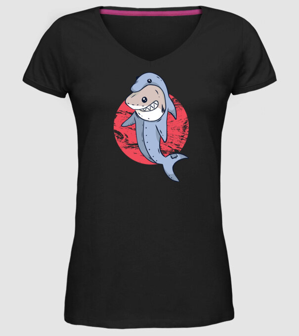 Rechin în costum de delfin model negru pe tricou