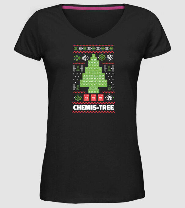 Chemis-tree pom de Crăciun model negru pe tricou