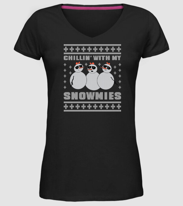 Chillin with my Snowmies tricou pulovăr urât model negru pe tricou